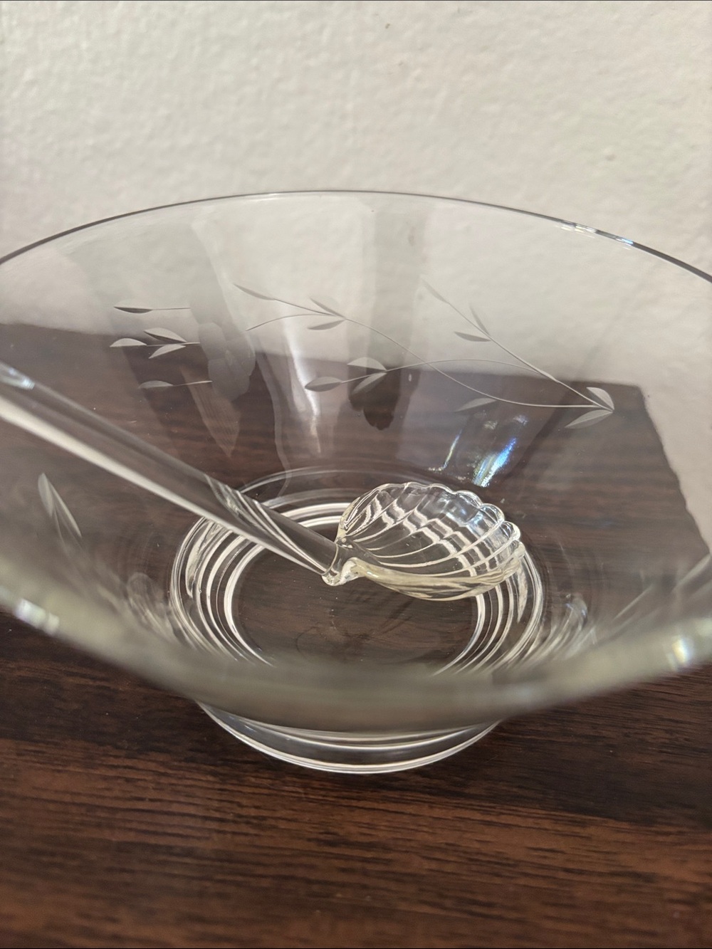 LAST CHANCE Etched Glass Sugar & Creamer Set, Covered Butter Dish & Sauce Bowl - Picture 9 of 9